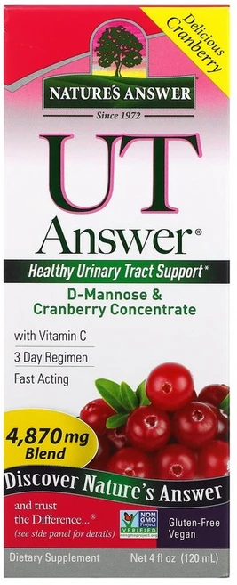 네이쳐스 앤서 Nature's Answer UT 앤서 D-마노스 & 크랜베리 농축액 4 870 mg 120 ml, 1개 - 쿠팡