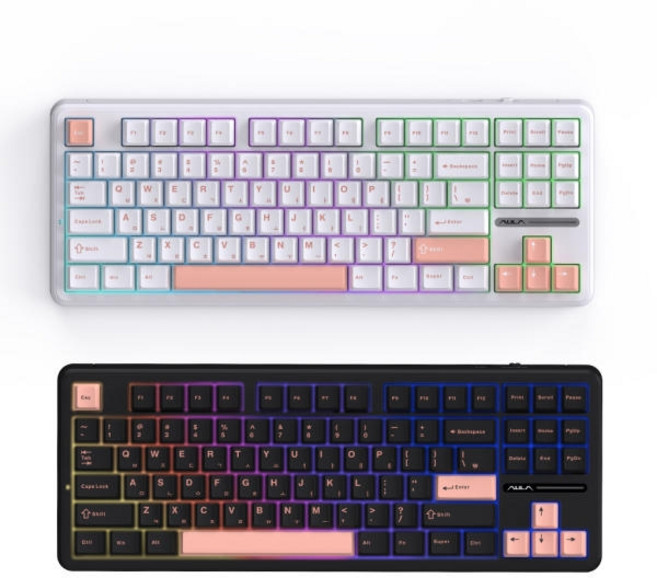AULA 유선 KTT 저소음바다축 독거미 한글 기계식 키보드 펀키스 라이트 올리비아 F87PRO 저소음 바다축, 라이트올리비아, F87 PRO