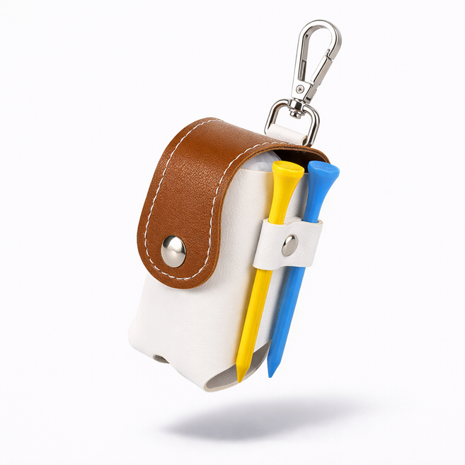 골프 티 케이스 골프공 파우치 허리벨트 미니 골프용품 수납, 브라운, 1개