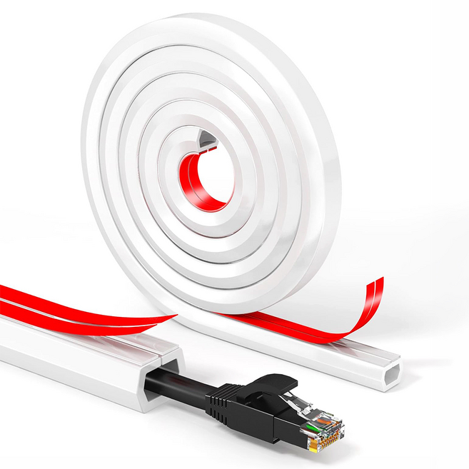 리브문 PVC 전선 정리용 케이블 몰딩 (육각형 타입), 화이트, 1개