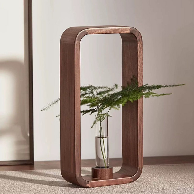 VITALO 아르보 월넛 화병 호두나무 꽃병 인테리어장식소품 꽃꽂이 식물 유리관 수경재배, 하이아치