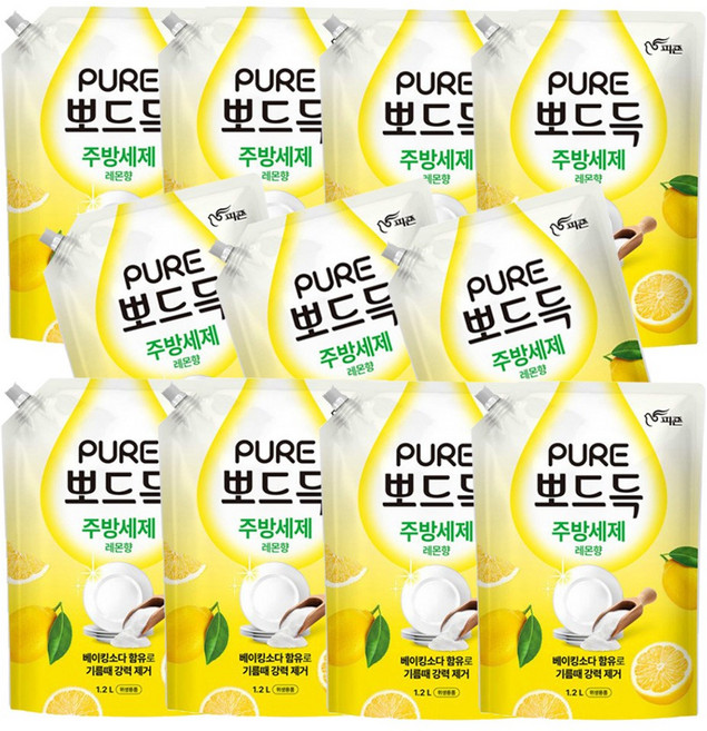 피죤 주방세제 퓨어 뽀드득 레몬향 -H.C, 1.2L, 11개