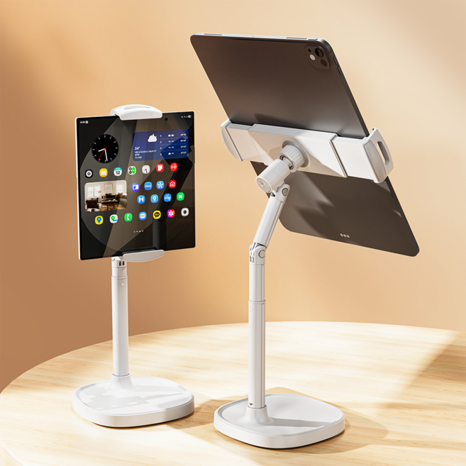 젠박스 탁상용 태블릿 거치대 스마트폰 폴드 2종 헤드 높이조절, 1개, 화이트, ZTPS-WA