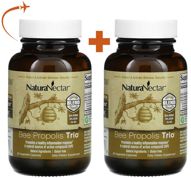 브라질산 꿀벌 프로폴리스 플라보노이드 트리오 혼합물 60정 2통 CHECKYOU, 2개