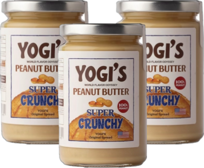 요기스 NON-GMO 무가당 땅콩버터 크런치 무첨가 100% 360g 3개