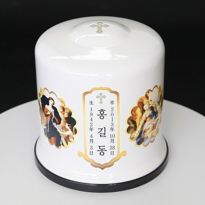 천주교 일반 세라믹 진공 유골함 질소충전 납골함 봉안함 제작 천년함 스테인리스 소재 완전 밀폐 내구성, 상아색, 1개, 천주교일반