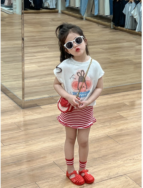 아짱 키즈여아 여아 투피스 아기 아동 여름 반팔 치마 등원 유치원 치마투피스