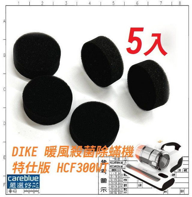 [可藍] 濾棉 適用 DIKE UV 暖風殺菌除蟎機 特仕版 HCF300WT, 1套, 濾棉5, Na
