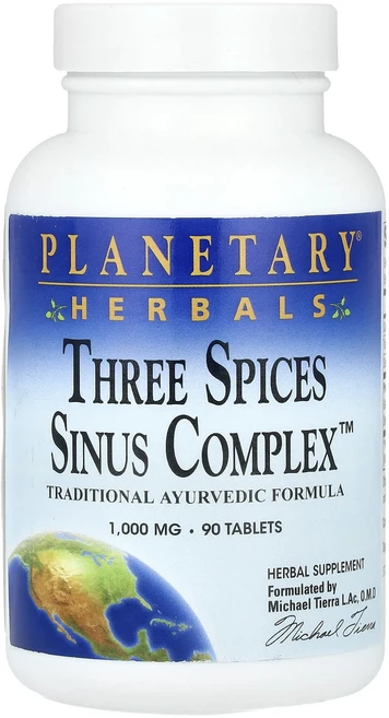 몸관리하세요 겨울입니다 Planetary Herbals Three Spices Sinus Complex™ 1000mg 90정(1정당 500mg) 특별관리진행, PlanetaryHerbalsThreeSpicesSin, 1개 - 쿠팡