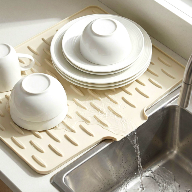 베픽스 공간활용 물빠짐 드라잉 매트, 1개, 아이보리, 1단