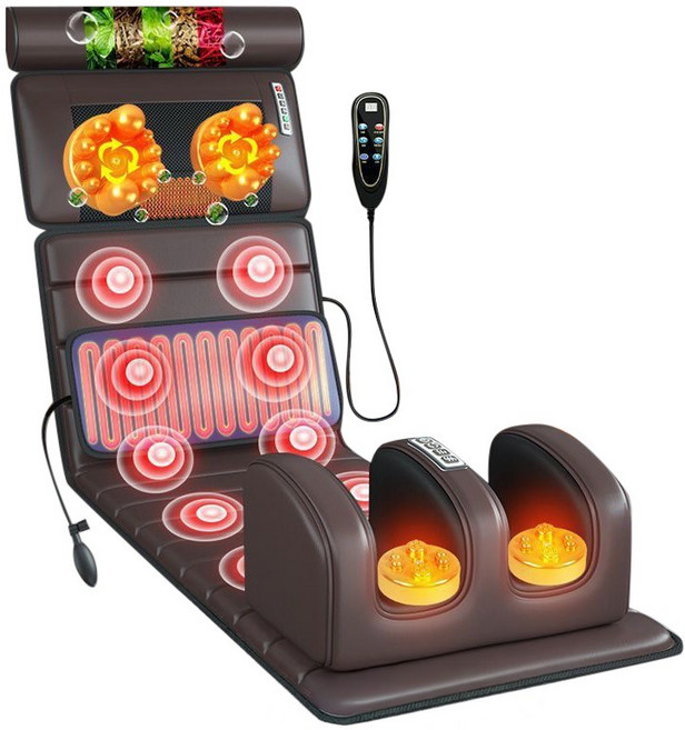 전신안마기 안마 의자 의자형 안마기 온열기능 허리 종아리 어깨 마사지기 매트 부모님 효도선물, 브라운