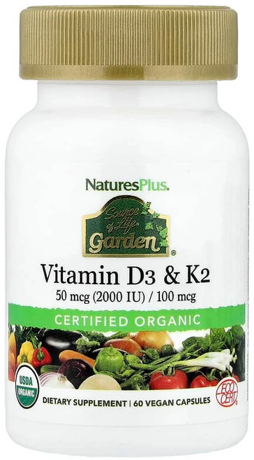 네이처스플러스 NaturesPlus Source of Life Garden® 비타민D3 및 K2 비건 캡슐 60정120588원산지:기타, 60정, 1개 - 쿠팡