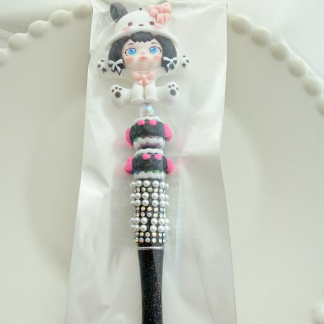 귀여운 캐릭터 볼펜꾸미기 완제품, 1개, 블랙 걸