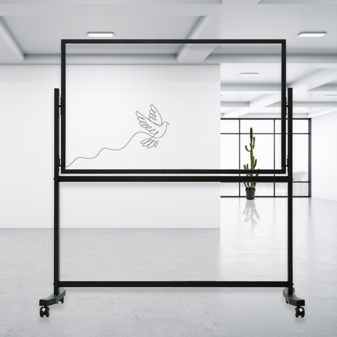 휴그린 이동식 투명 유리 칠판 / 투명칠판 강화 유리 화이트보드, 네이비