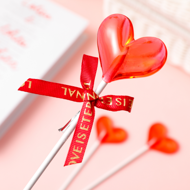 Candymarket캔디마켓 웨이톡톡 무설탕 하트모양 롤리팝 막대사탕 하트캔디, 4개, 15g