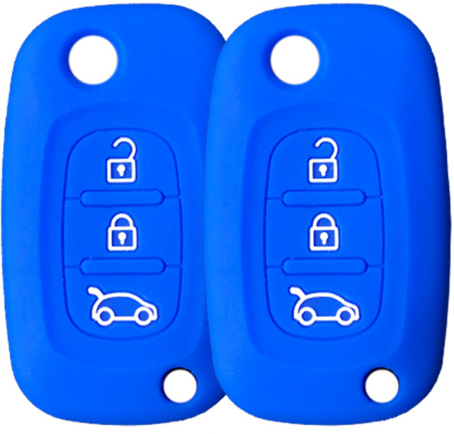 르노 SM5 SM3 SM7 (호환가능) 3버튼 실리콘 스마트키케이스 1+1, 블루, 2개