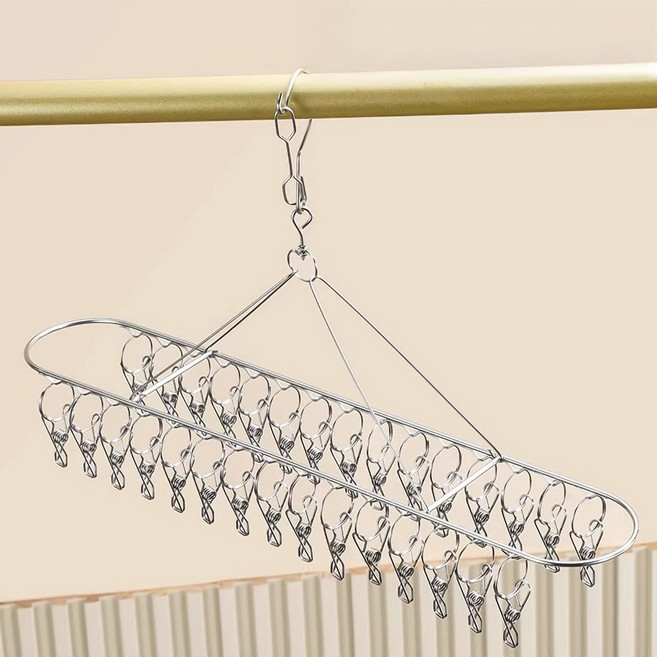 미즈코스 스텐 양말 빨래 집게 건조 걸이 베란다 속옷 옷걸이형, 실버 1개