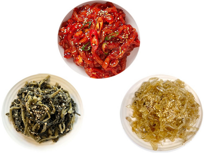 정래윤의오늘반찬 가정식집밥 3종반찬세트 오징어젓+시래기나물+명엽채조림, 1세트, 380g