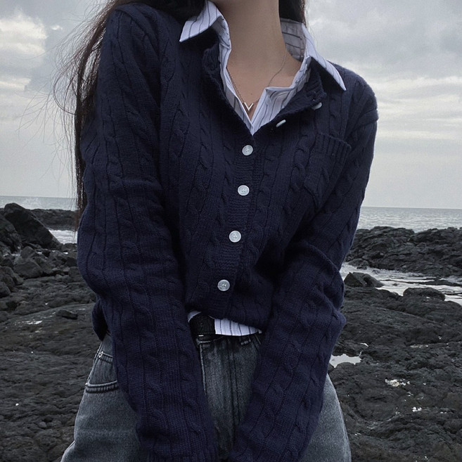 여성 데일리 꽈배기 가디건