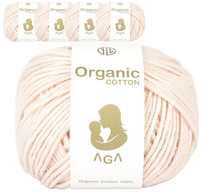 연일섬유 오가닉 코튼 아가 면 뜨개실 5p, 슬립, 5개