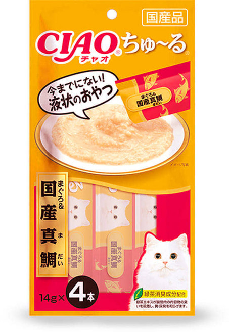 이나바 챠오츄르 참치 도미 4개입 SC-177, 1팩, SC-177 참치+도미, 56g