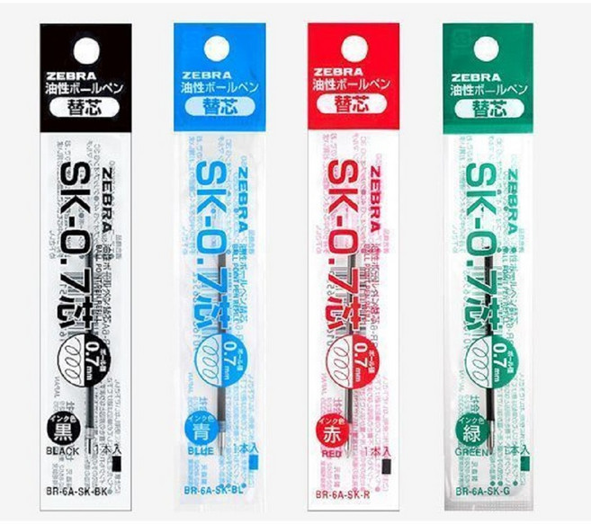 오피스크루] 제브라 클립온 4색 전용 리필심 sk0.7, 1개, refill 4색혼합