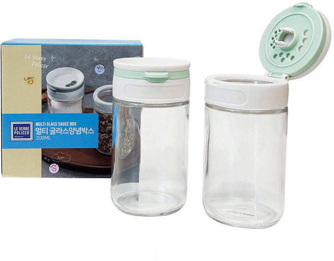 르베르 폴리세 멀티 글라스 양념박스 200ml 소스병 앙념통 깨 소금 고추가루 조미료통, 1개