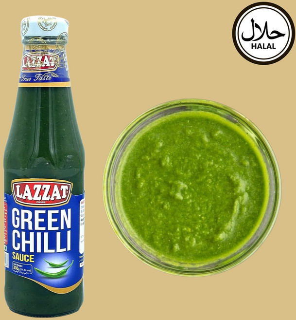 Lazzat Green Chilli Sauce 330g 라자트 그린 칠리 소스 330g, 1개