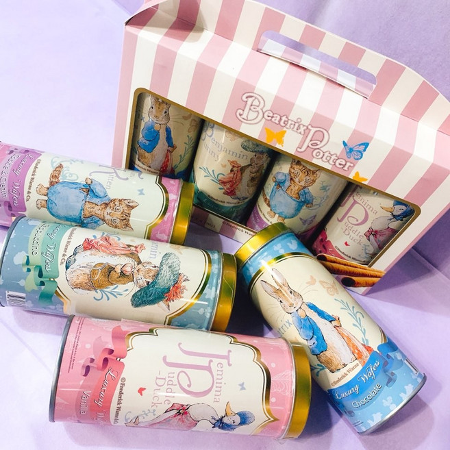 피터래빗 웨이퍼 4종 틴케이스 고급 과자 선생님 부모님 선물세트, 초코 + 카푸치노 + 쿠키앤크림 + 바닐라, 1개