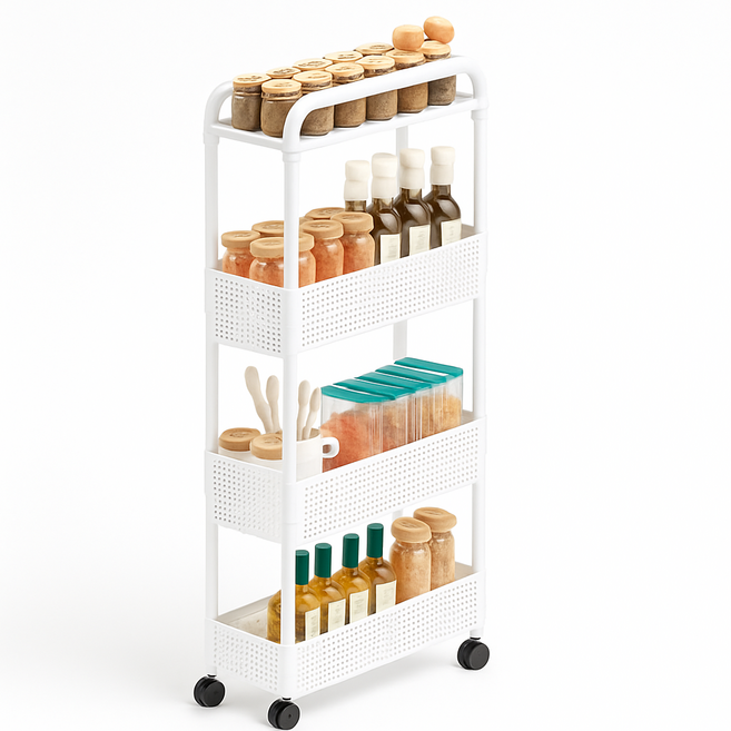 라로미 폭13cm 이동식 틈새수납장, 화이트