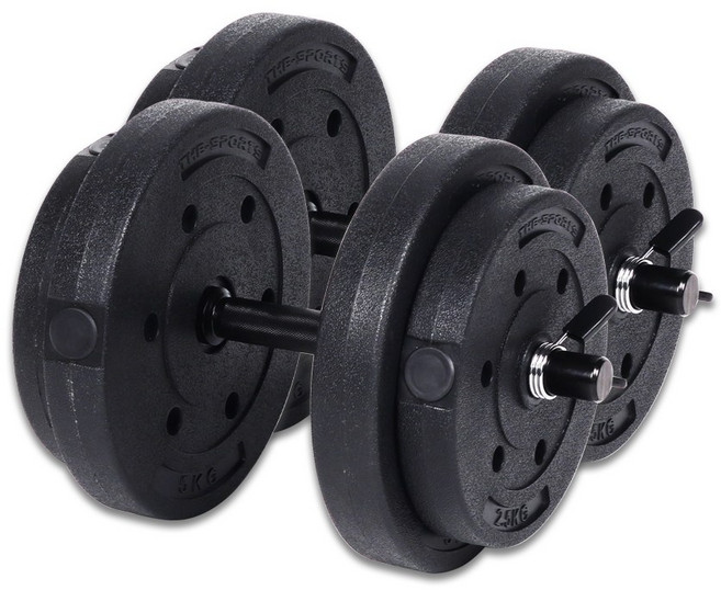 더스포츠 Evo 블랙 덤벨 무게 조절 아령봉 세트, 2개, 17kg