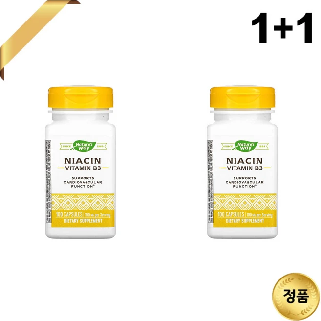 1+1 네이처스웨이 니아신 100mg 100 캡슐 비타민B3 글루텐프리, 100정, 2개 - 쿠팡