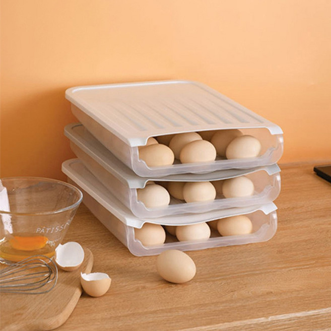 제이와이홀딩스 1+1 에그트레이 냉장고 정리 계란 18구 보관함, 그레이(1+1)