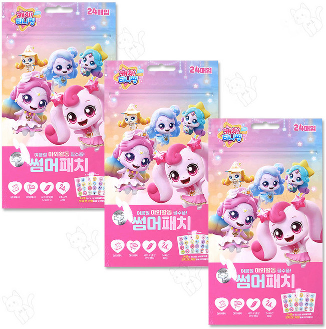 캐치티니핑 썸머패치 24매입 25년제조, 혼합색상, 3개, 4.08g