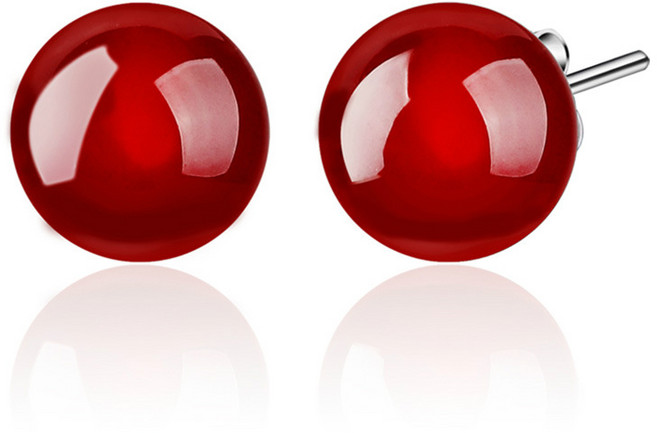 紅瑪瑙耳環 韓版銀飾 防過敏不褪色 抗敏耳針 情人節禮物 可碰水