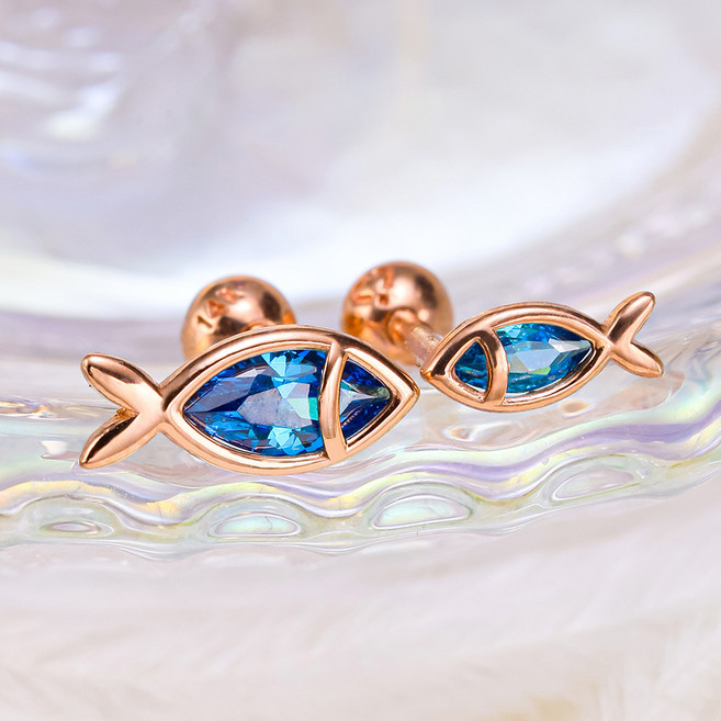 준주얼리 14K 18K 엘리멘탈 물고기 행운 수능응원 피어싱 데일리 피어싱 추천