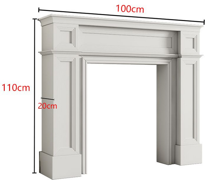 엔틱 벽난로 빈티지 벽장식 인테리어 우드 카페 거실, 100x20x110cm (흰색)