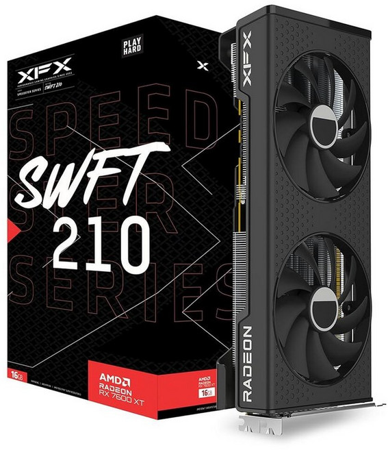 XFX Swift AMD Radeon RX 9060 XT OC 트리플 팬 게이밍 에디션 16GB GDDR6 HDMI 2xDP R 4 RX96TS316BA 그래픽 카드 데스크탑, RX 7600 XT SWFT