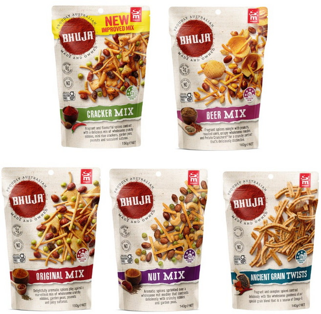 호주 부자 비건 안주 믹스 5가지맛 세트 Bhuja Nut Grains Original Beer Mix Set Vegan, 1세트, 740g