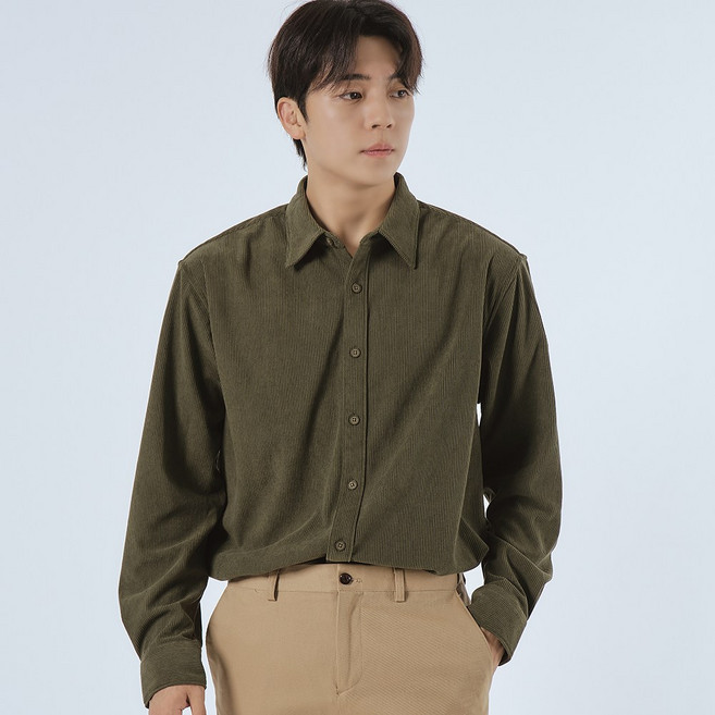 엘엑스티 남성용 일반핏 오버핏 코듀로이 셔츠