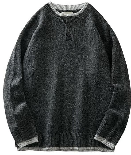 남자 긴팔 니트티 페이크 투피스 남성 빈티지 헤비 니트 레이어드 스웨터 LCL