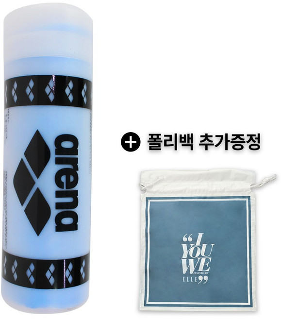 아레나 스포츠 습식타올 (대) AUAAX05 + 엘르 수영가방 폴리백, BLU (+엘르 폴리백), 1개
