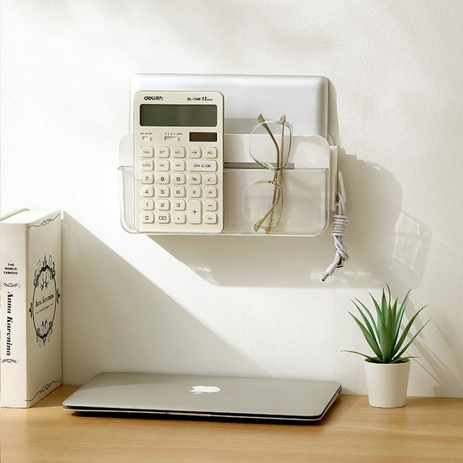 이지유 무타공 벽걸이 리모컨 정리함 부착식 다용도 수납 정리 보관함 책상 침대 전선, 중형, 1개