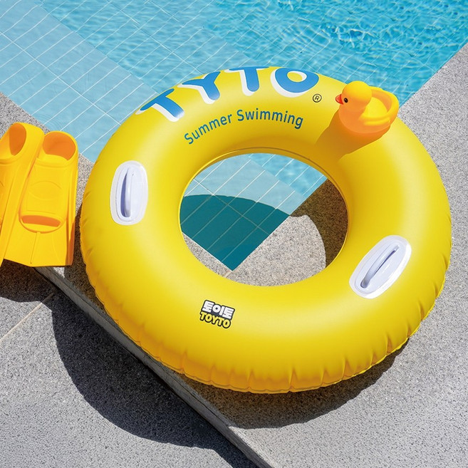 티토 대형 튜브 물놀이 성인 85cm 100cm 원형튜브, 1개, 노랑 100cm