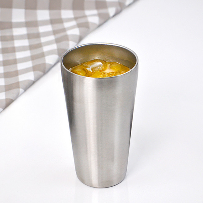 스텐 벌집 이중 스텐컵 550ml 물컵 맥주컵 캠핑 업소용 식당 스테인레스 304 보냉, 1개, 실버