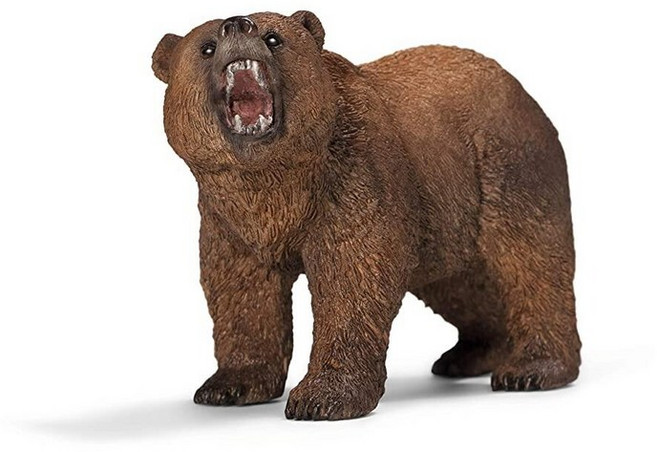 슐라이히 미국매장정품+ Schleich Wild Life - 4피스 곰 피규어 장난감 놀이 세트 현실적인 판다 코알라 그리즐리 및 북극곰 어린이 유아용 만 3세 이상 남아 여아, Grizzly Bear.