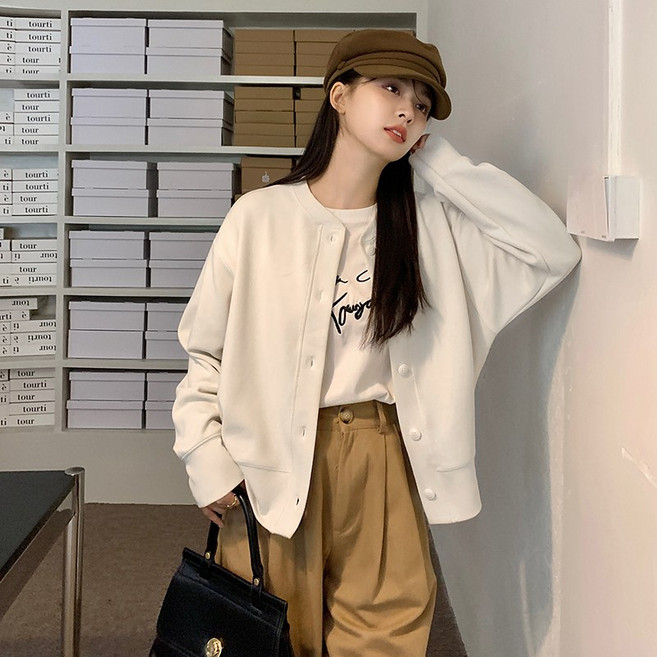 큰귀멍멍 베이직 고급 컴포트 면 캐주얼 여성 카디건