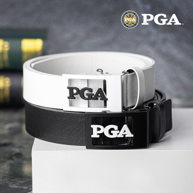 PGA 골프벨트 남성명품벨트 자동 남자혁띠 명품허리띠, 1개, 블랙