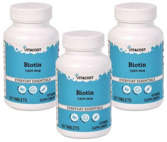 비타코스트 비오틴 7500mcg Vitacost Biotin, 3개, 60정 - 쿠팡