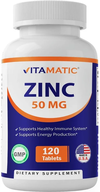 미국 비타메틱 Vitamatic Zinc 50 mg 아연 50mg, 4개, 120정 - 쿠팡
